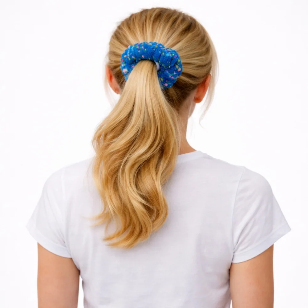 Handmade Large Textured Crocheted Scrunchies Ponytail Holder Hair Tie